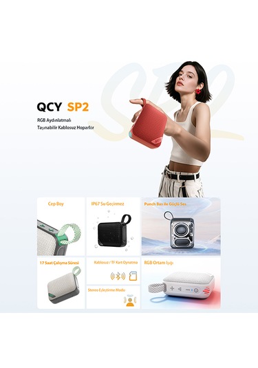 Sp2 Rgb Bluetooth Hoparlör Punch Bass -17 Saat Dinleme