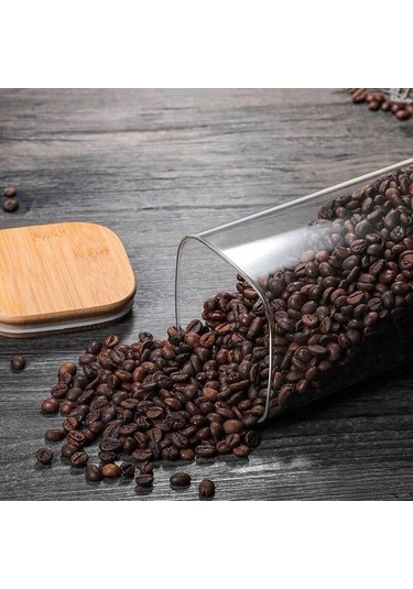 Pazly Temizle Kare Mühürlü Cam Baharat Kavanoz, Mutfak Kahve Çekirdeği Depolama Tankı E Diğer