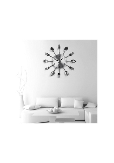 Homyl Mutfak Duvar Saati Kaşık Çatal Sticker Odası Ev Dekorasyonu Kırmızı