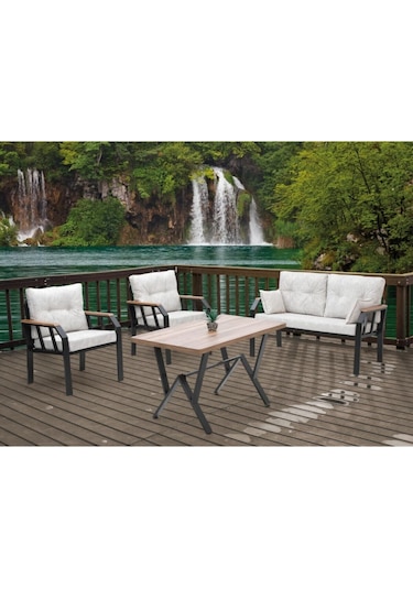 Tu Tienda Nergiz 2 1 1 Masa Bahçe Balkon Mobilyası,krem Bej