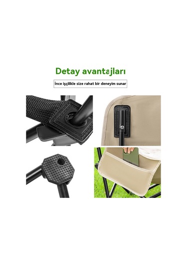 Üç Kademeli Ayarlanabilir Uzanma Koltuğu Açık Ay Sandalyesi Katlanır Sandalye Kamp Sandalyesi Haki