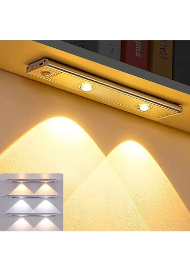Slim Led Kabin Armatürü Hareket Sensörlü Şarjlı 20 Cm Beyaz 2w Beyaz