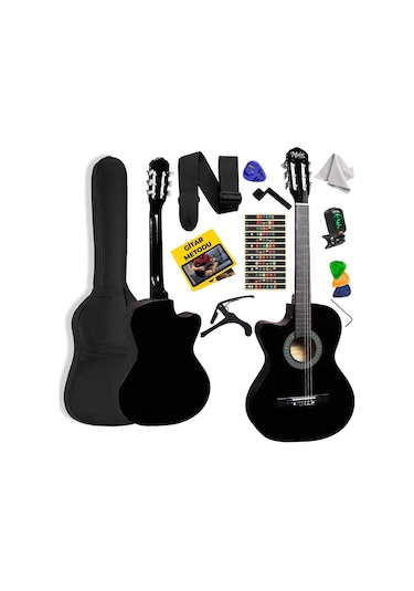 Midex Cg-396bk Solak Klasik Gitar Siyah Renk Full Set Sap Ayarlı 4/4 Yetişkin Boy