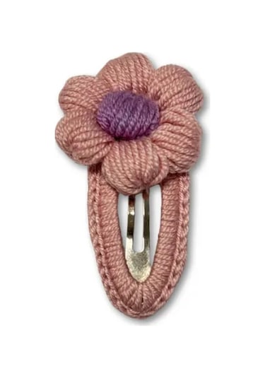 Uretti-arife2714 - El Örgüsü Çiçekli Çıtçıtlı Kız Çocuk Tokası 2 Li - Pembe Pembe