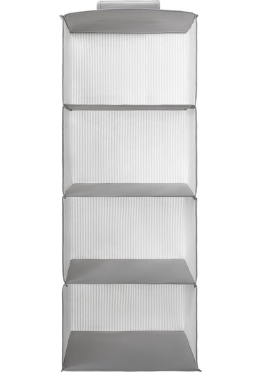 Alas 4 Katlı Dolap İçi Düzenleyici Raf - Çizgili Gri