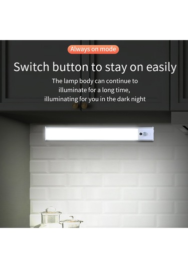 Teltree Ultra İnce 20cm Gümüş Led Gece Lambası - Vücut Ve El Tarama Algılama, Üç Renk, Işık Seviyesi Ayarlı, Otomatik Kapanma Çok Renkli