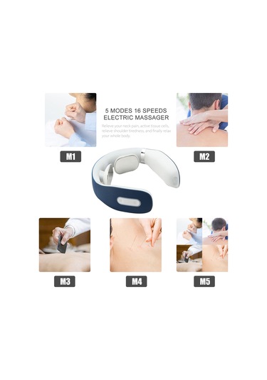 Teltree Beyaz Akıllı Boyun Masaj Aleti: 5 Mod, 16 Seviye, Isıtmalı, Taşınabilir Rahatlık Beyaz