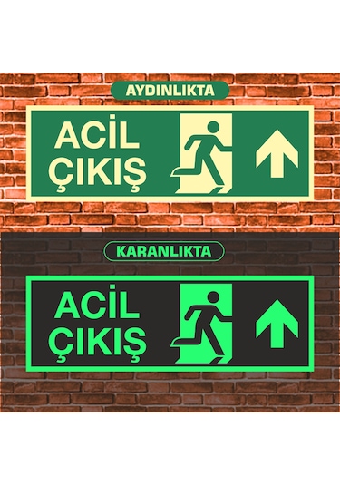 Fosforlu Acil Çıkış Uyarı İkaz Tabelası 10x30 Gala Tabela