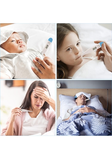 Jeehugo Ev Ve Evcil Hayvanlar İçin Çift Kullanimlı Hızlı Ölçüm Elektronik Termometre - Ağız/altı Çene - Lcd Ekranlı - Su Geçirmez - 3 Rastgele Model