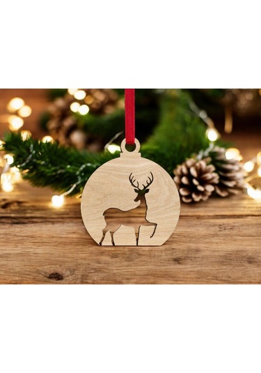 10 Parça Ahşap Yılbaşı Ağacı Süs Seti-3 Ortalama 6-8 Cm Noel Ağacı Süsü