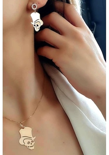 Italyan Tasarımı 925 Ayar Gümüş Rose Kurukafa Figürlü Gümüş Set T