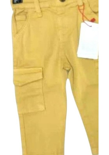 Erkek Bebek Cep Detaylı Kargo Pantolon-13592 Hardal