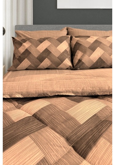 Lux Uyku Seti-tek Kişilik-lastikli Çarşaflı 2yastık Kılıflı-özel Çantada Cross Sütlü Kahve