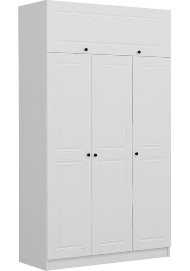 Minar Kale 3 Mebran Kapaklı 2 İç Çekmeceli Dolap Ve Yüklük Beyaz 255cm