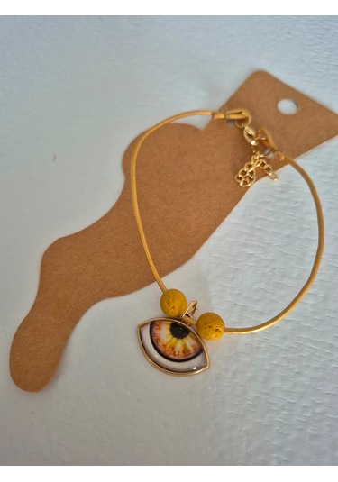 Glamglamour Mat Sarı Deri Göz Bayan Halhal