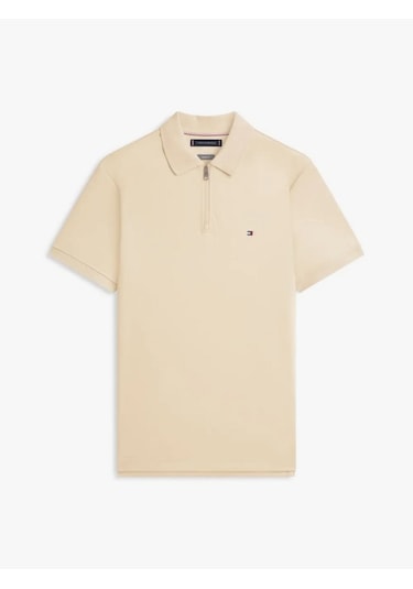 Tommy Hilfiger Mw0mw42758rbt Interlock Zip Reg Erkek Polo Tişört Bej