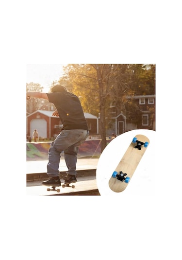 Homyl Çocuklar Boş Kaykay Güvertesi Ahşap Kendin 43cmx13cm Ahşap Rengi Çok Renkli