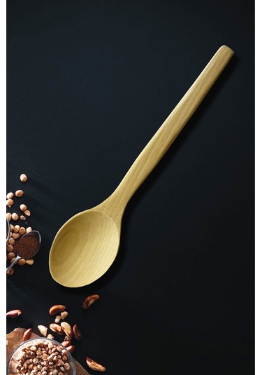 Standlı Ahşap Tahta Servis Sunum Kaşık Seti - Doğal Yağlı 5 Parça