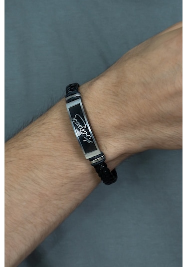 Atatürk İmzalı Deri Kordonlu Çelik Bileklik scb23 Çok Renkli