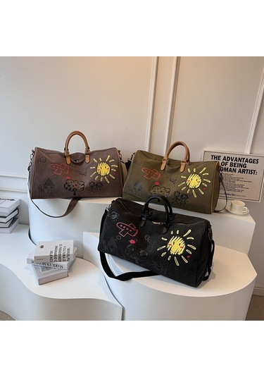 Sones Graffiti Kişisel Seyahat Çantaları Açık Hava Rahat Büyük Kapasiteli El Çantası Çapraz Askılı Çanta Siyah