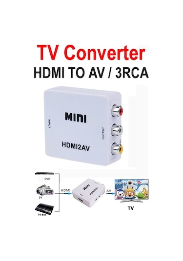 Hdmi To Rca Tos Av Çevirici Dönüştürücü Converter Tv Tüplü Televizyon