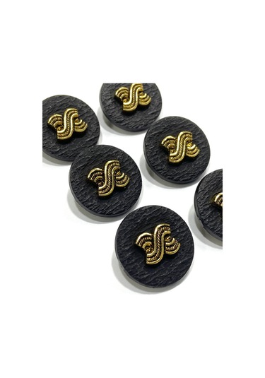 Trençkot Ceket Düğmesi / Kabartma Gold Detaylı / Siyah 2,2 Cm / Kod:2620