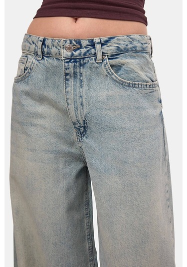 Itsbasic Kadın Kot Renk 4s6-32 Süper Baggy Fit %100 Koton Denim Jean Mavi