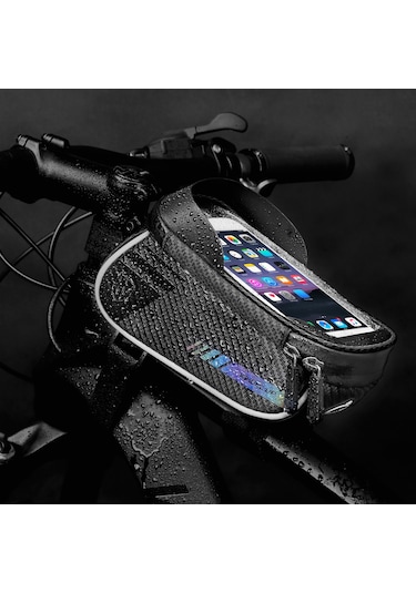 Wheel Up Bisiklet Ön Tüp Çantası, 6,2 Inç Cep Telefonları Için Su Geçirmez Şeffaf Pencere Kesesiyle - Renkli Yansıtıcı Şerit Çok Renkli