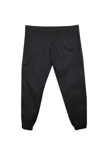 Kargo Cepli Büyük Beden Likralı Jogger Pantolon Siyah