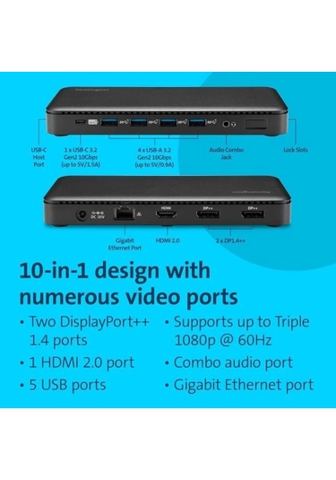 Kensington Üçlü Ekranlı Usb-c Bağlantı İstasyonu Usb-c Üçlü Ekran 100w