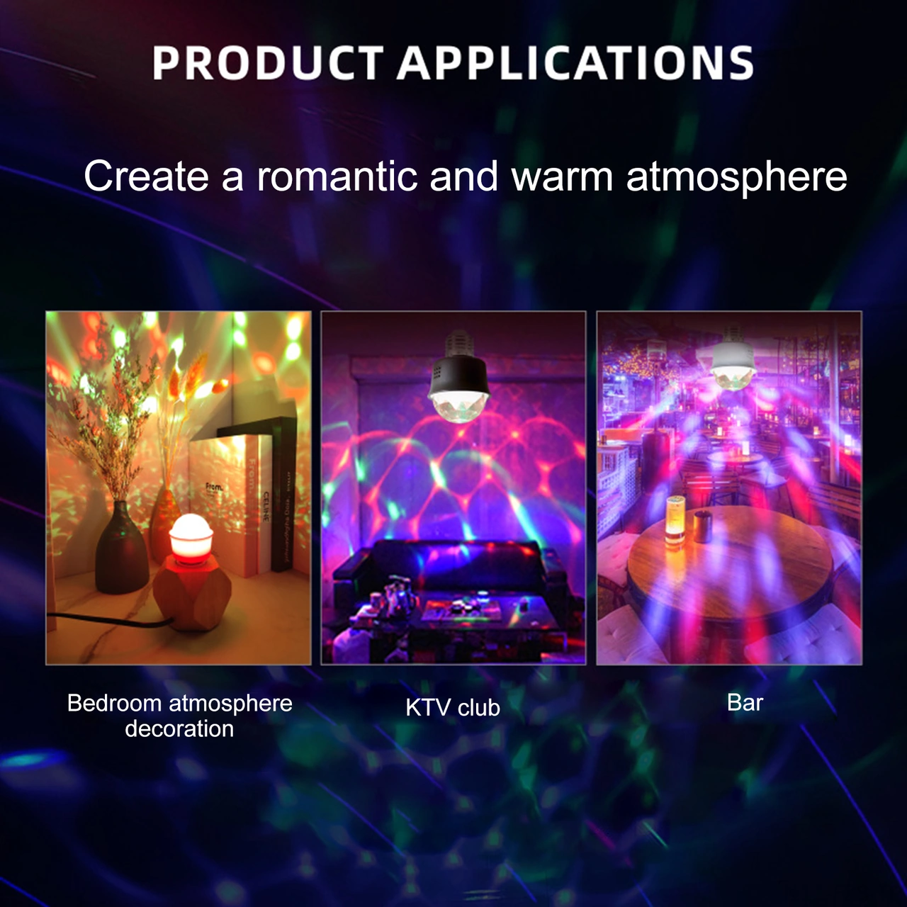 Fosenze E27 Rgb Renkli Projeksiyon Ampülü - 3.3w Mini Led Işık - Festivallik Ktv Ambiyans Dekorasyonu - 85-265v Hızlı Kurulum Siyah Siyah