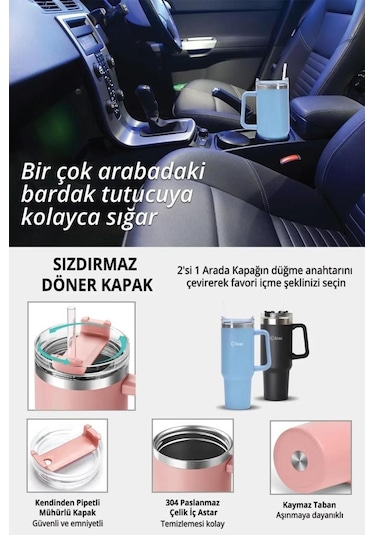 Kiwi Kt-8660 Pipetli Termos Bardak 1,2 Lt Sıcak Ve Soğuk Mavi