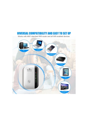 Kablosuz Wifi Tekrarlayıcı 300 Mbps Wifi Genişletici Amplifikatör Güçlendirici White 4 Status Light Bize Fiş