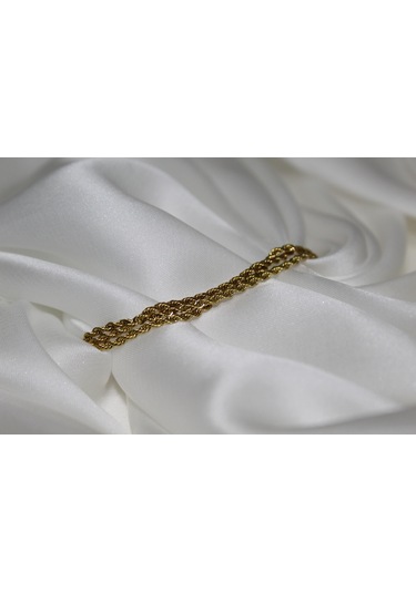 Üçlü Burgu Zincir 17 Cm Paslanmaz Çelik Bileklik Gold Kadın Bileklik Künye Çelik Takı Gold