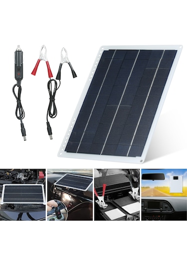 Skycity 12v 20w Portatif Güneş Enerji Paneli - Çift Usb, Type-c, Dc Ve Araç Şarj Portu - Ip65 Su Geçirmez Tekli Paket