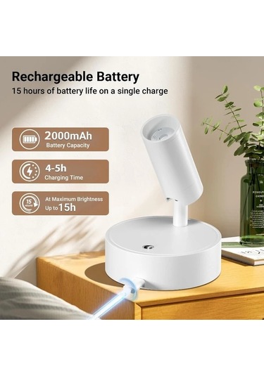 Willowhaven Beyaz 360 Derece Dönen Usb Şarjlı Dokunmatik Led Yatak Başı Lambası Beyaz