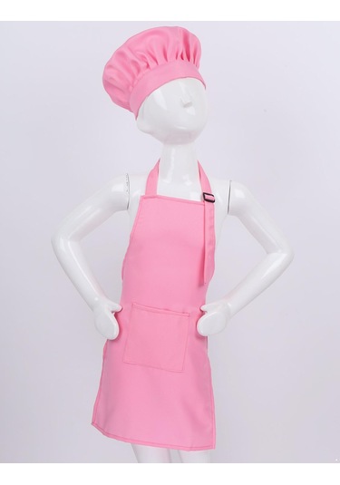 Siyah Çocuk Mutfak Yemek Pişirme Ve Pişirme Giyim Önlük Ve Cepli Şef Şapka Seti Çocuk Aşçı Kostümü L