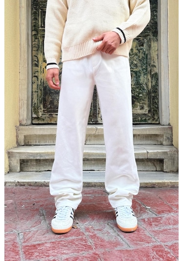 Flaw Basic Regular Gabardin Pantolon Beyaz Beyaz