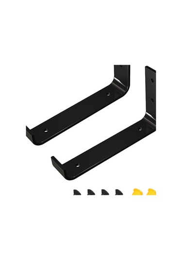 Homyl 2x Raf Aparatı Rustik Metal Vidalı Duvara Monte 22,5-cm Siyah