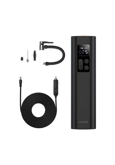 Didadodo Baseus Mini Dijital Lastik Şişirme Pompası, Siyah Led Işıklı, Hızlı Şarj