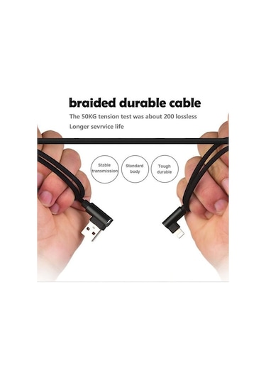 Siyah 90 Derece Sağ Açı Tip C Usb Kablosu Mikro Usb Veri Hızlı Şarj Kablosu İos Uyumlu Samsung Xiaomi Huawei İçin 1.5m Micro Usb