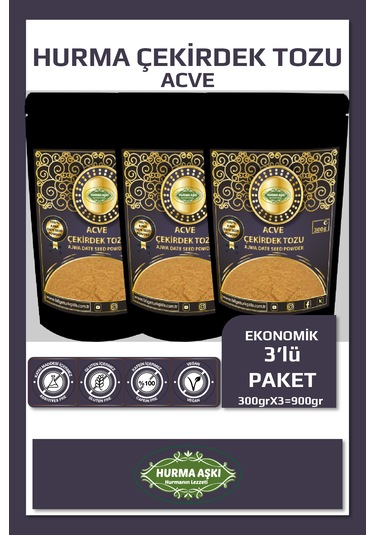 Hurma Aşkı Acve Hurma Çekirdeği Tozu 300grx3 900gr