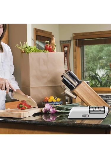 Xuweiwei Profesyonel Usb Siyah Elektrikli Bıçak Bileyici 20 Derece Düz Kenar 3 Aşamalı Bileme Şefler Ve Ev Kullanımı İçin Kompakt Mutfak Aracı