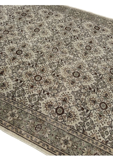 El Dokuma Vintage Isparta Halısı 202x335 Krem Kahve Eskitme Halı Kahverengi - Krem