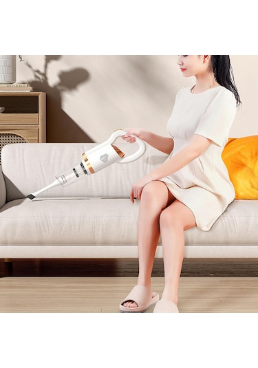 Zemin Fırçası İle Kablosuz Elektrikli Süpürge, Araba Elektrikli Süpürge Güçlü Emme, Araba Ev Masası İçin Sessiz El Vakumu, Beyaz