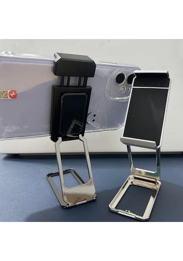 Motion003 360 Derece Dönebilen Katlanabilir Stand Arka Klips Simli Siyah Telefon Tutucu Metal Simli+siyah