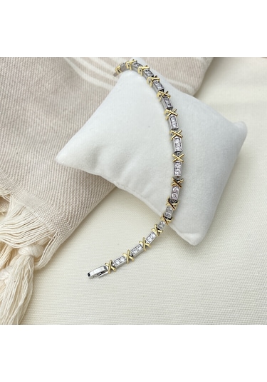 Xoxo Bileklik Yüksek Kalite 316 L Paslanmaz Çelik Silver-Gold 18 CM Çok Renkli