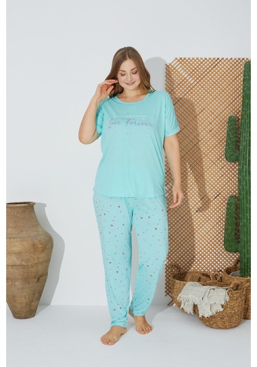 Estiva 24072 Büyük Beden Kadın Kısa Kollu Pijama Takım 001
