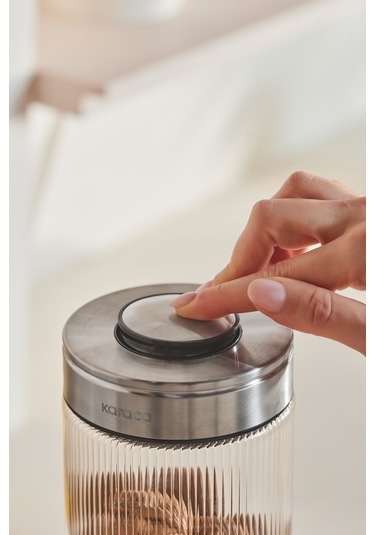 Karaca Ripple Inox Cam Saklama Kabı 1000 Ml Beyaz