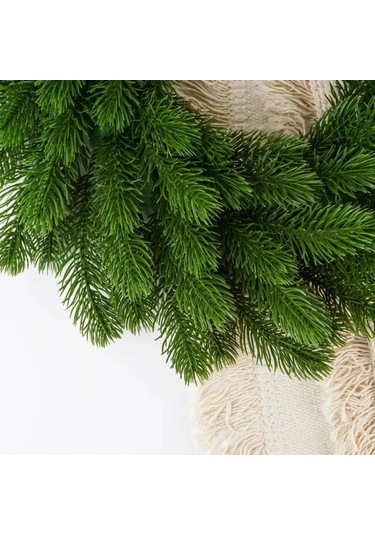 Kangvka Yeşil Plastik Noel Çemberi - 38cm Ev Dekorasyonu, Simülasyon Bitki, Mağaza Ve Ev Sahnesi Süsleme